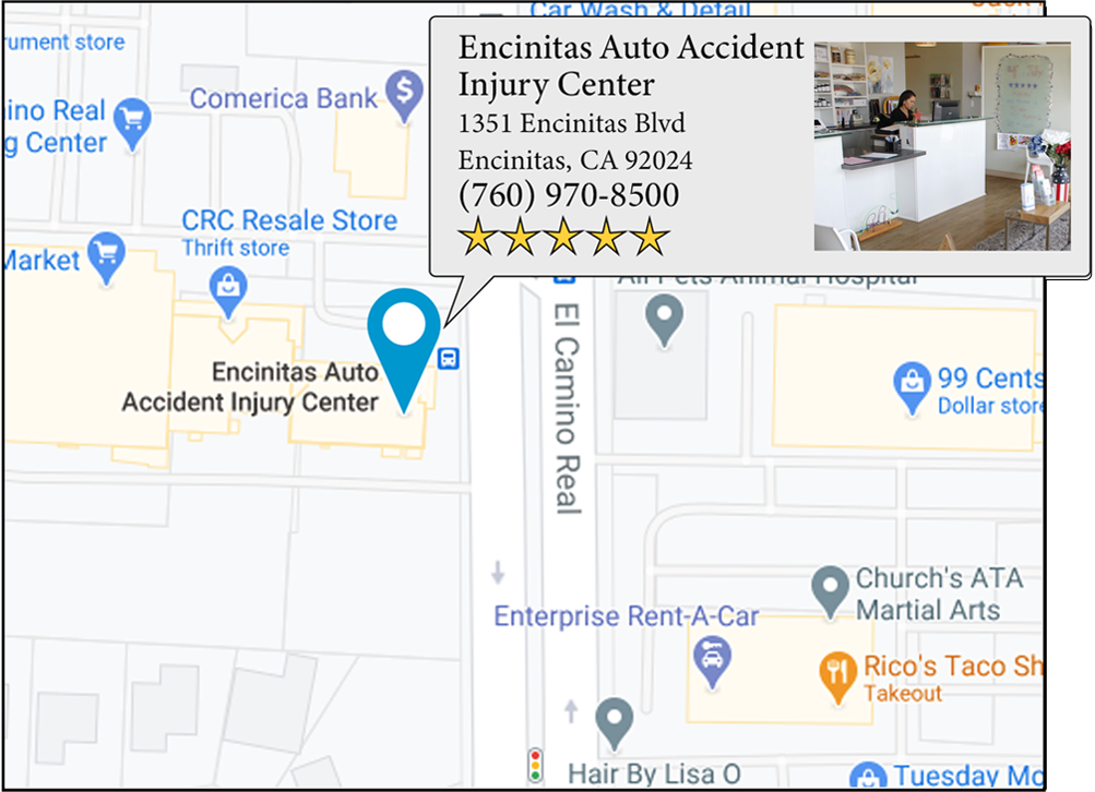 map of Encinitas Auto Accident Injury Center